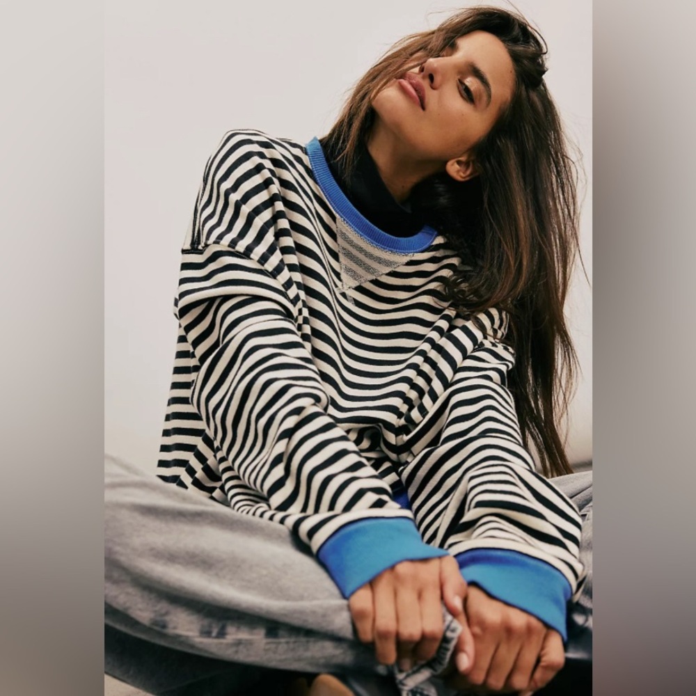 Free People Classic Striped Oversized
Crewneck - Picture 6 of 7